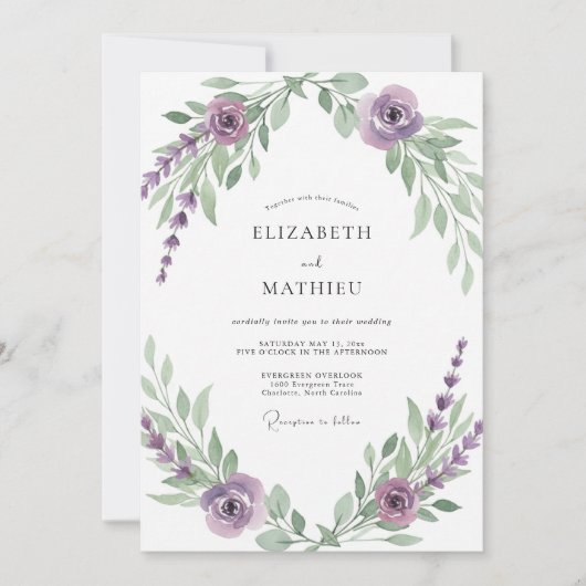 Invitation Mariage Vigne Violette Améthyste (Devant)
