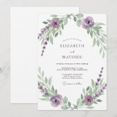 Invitation Mariage Vigne Violette Améthyste (Devant / Derrière)