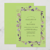 Invitation Mariage Vigne Violette Chartreuse (Devant / Derrière)