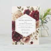 Invitation Mariage Vignette Rouge Bordeaux (Debout devant)