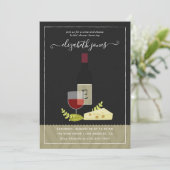 Invitation Mariage Vin et Fromage Monogramme (Debout devant)