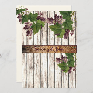 Invitation Mariage vinicole rustique de raisin de bois