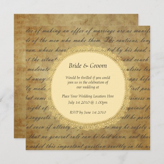 Invitation Mariage vintage (Devant / Derrière)