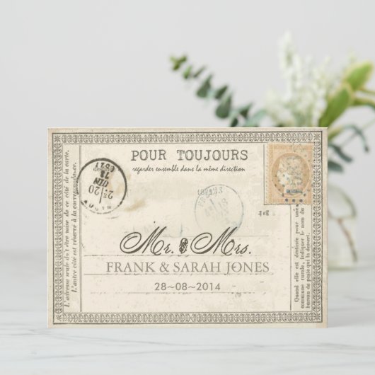 Invitation Mariage vintage (Debout devant)