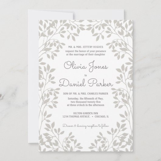 Invitation Mariage vintage à cadre feuillet (Devant)