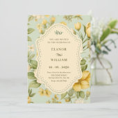 Invitation mariage vintage à fleurs (Debout devant)