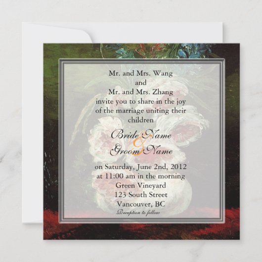 Invitation mariage vintage à fleurs, Van Gogh (Devant)