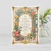 Invitation Mariage Vintage à la crème (Debout devant)