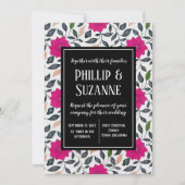 Invitation Mariage vintage à motifs floraux roses (Devant)