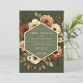 Invitation Mariage Vintage Ambre Olive (Debout devant)