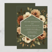 Invitation Mariage Vintage Ambre Olive (Devant / Derrière)
