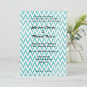 Invitation Mariage vintage Aqua Chevron Stripes (Debout devant)