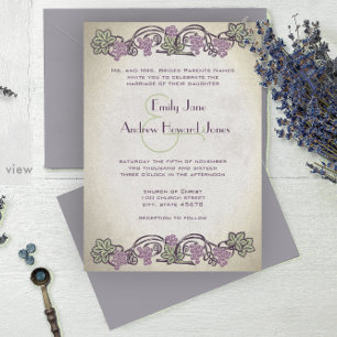 Invitation Mariage Vintage Art Nouveau au Domaine Viticole