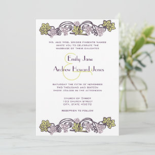 Invitation Mariage Vintage au Vignoble de Lavande Vert Olive