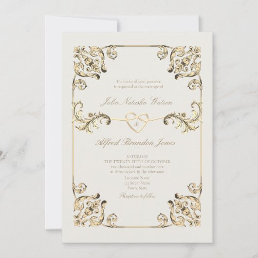 Invitation Mariage vintage baroque (Devant)