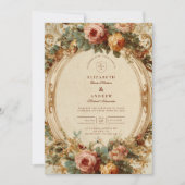 Invitation Mariage Vintage Baroque Rose (Devant)