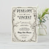 Invitation Mariage vintage Bell Flowers (Debout devant)