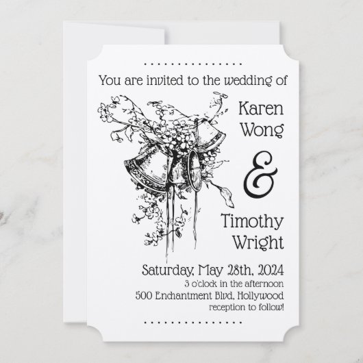 Invitation Mariage vintage Bells (Devant)
