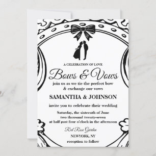 Invitation Mariage vintage Black & White Bows