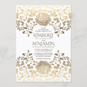 Invitation Mariage Vintage blanc et doré