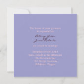 Invitation mariage vintage blanc fleuri violet (Dos)