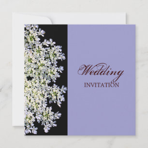 Invitation mariage vintage blanc fleuri violet