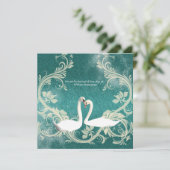 Invitation mariage vintage blanc Turquoise (Debout devant)