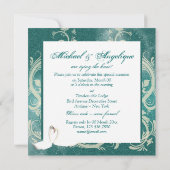 Invitation mariage vintage blanc Turquoise (Dos)