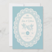 Invitation Mariage vintage bleu (Devant)