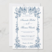 Invitation Mariage Vintage bleu (Devant)