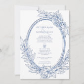 Invitation Mariage vintage Bleu Élégant (Devant)