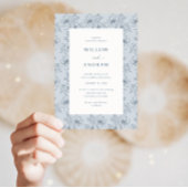 Invitation Mariage vintage bleu et blanc