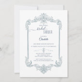Invitation Mariage Vintage Bleu Français (Devant)