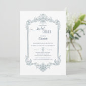 Invitation Mariage Vintage Bleu Français (Debout devant)