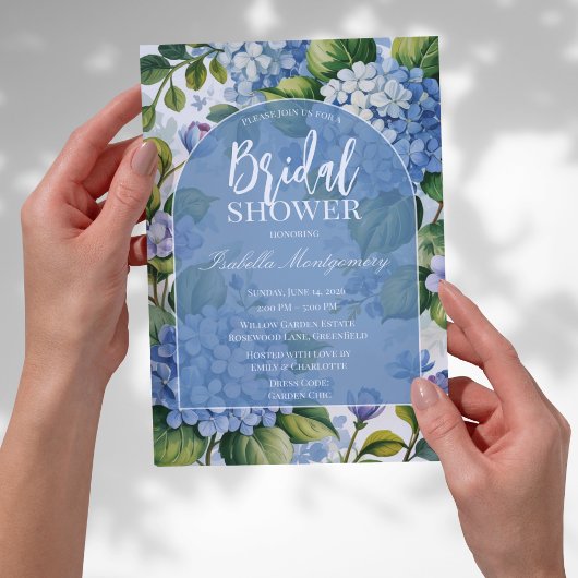 Invitation Mariage Vintage Bleu Hydrangea Romantique