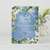 Invitation Mariage Vintage Bleu Hydrangea Romantique (Debout devant)