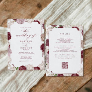 Invitation Mariage Vintage Bourgogne Hydrangea Automne Tout e