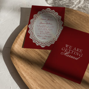 Invitation Mariage Vintage Broderie de dentelle de Bourgogne