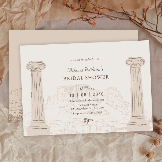 Invitation Mariage vintage brun architecture ancienne
