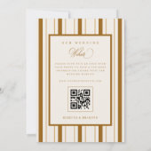 Invitation Mariage Vintage Brun Rayures Code QR (Dos)
