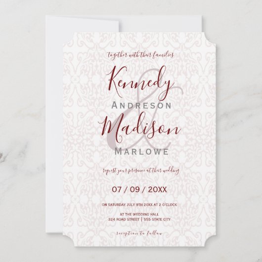 Invitation Mariage vintage Budget Floral traditionnel (Devant)