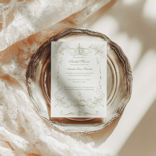 Invitation Mariage Vintage Cadre Vert Français 