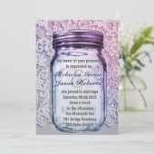 Invitation mariage vintage campagne dentelle violet pot mason (Debout devant)