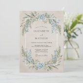 Invitation Mariage Vintage Céleste Bleu Sérénité (Debout devant)