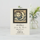 Invitation Mariage Vintage Céleste Soleil et Lune (Debout devant)