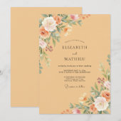 Invitation Mariage Vintage Chaud Abricot (Devant / Derrière)