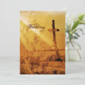 Invitation Mariage vintage chrétien de croix de pays (Debout devant)