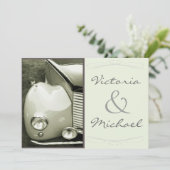 Invitation Mariage vintage classique de moteur (Debout devant)