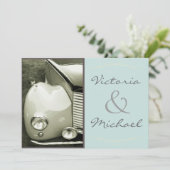 Invitation Mariage vintage classique de moteur (Debout devant)