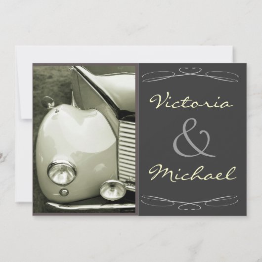 Invitation Mariage vintage classique de moteur (Devant)